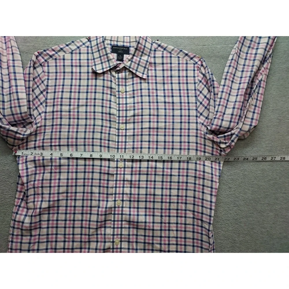 Banana Republic Men Shirt M Multicolor Plaid Button Down Long Sleeve Logo Casual